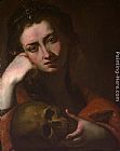 Penitent Canvas Paintings - The Penitent Magdalen or Vanitas